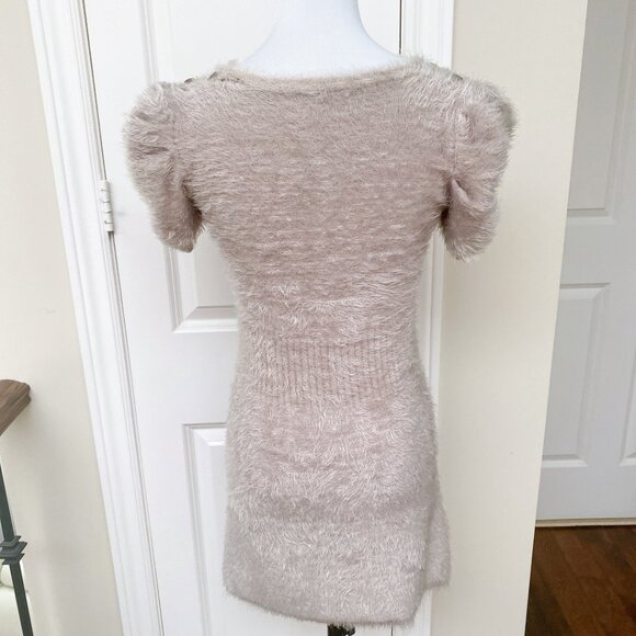 New Women's knitted soft V neck short sleeve mini bodycon party dress - Picture 5 of 6